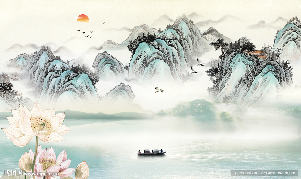 大气无框山水画 tif分层