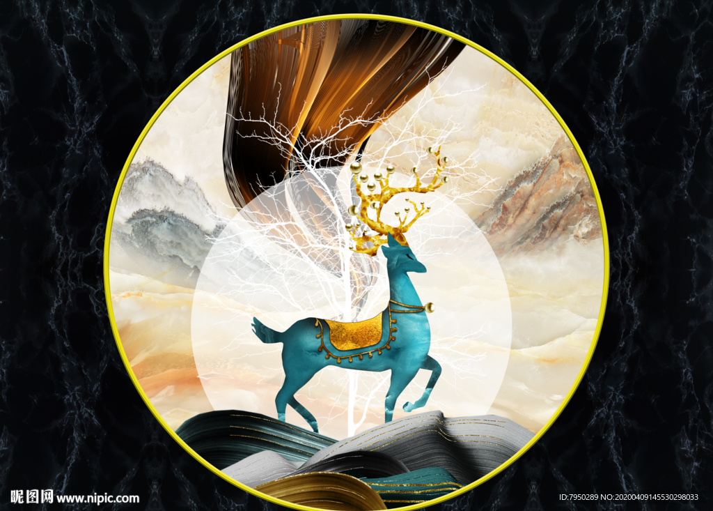 新中式圆形装饰画