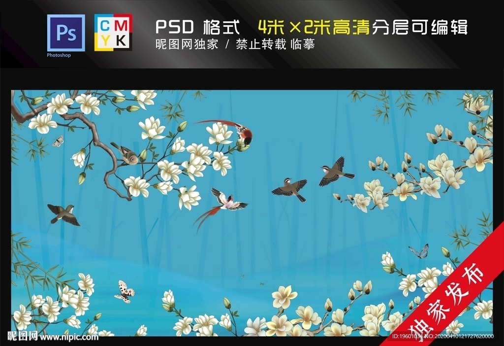 玉兰花  背景墙