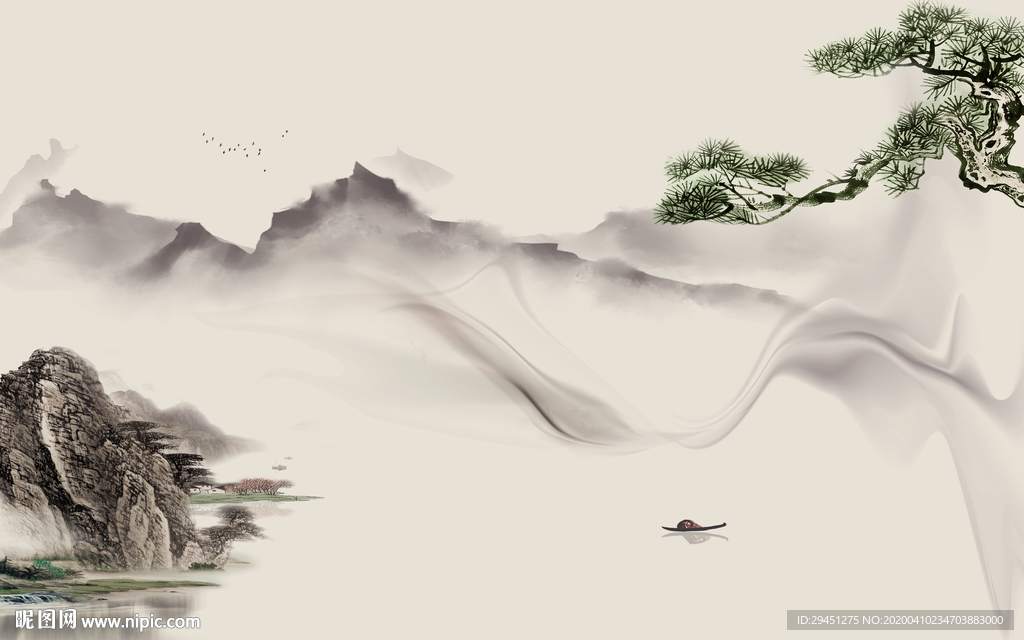 酒店高端山水画 tif分层