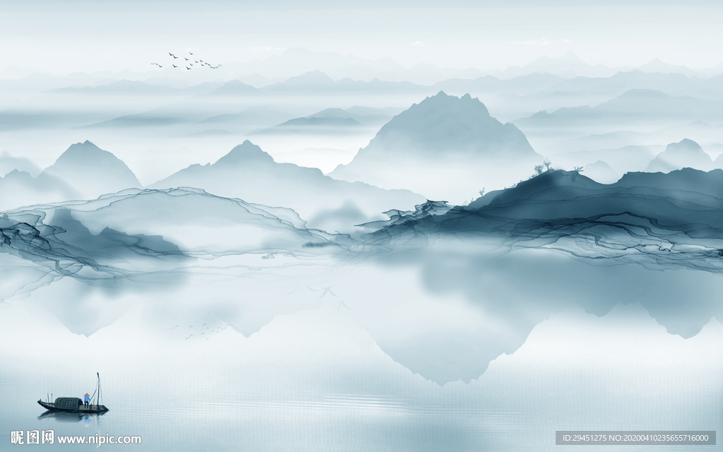 唯美高端山水画 tif分层