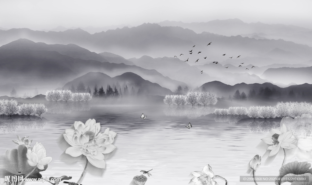 大堂最新山水画 tif分层