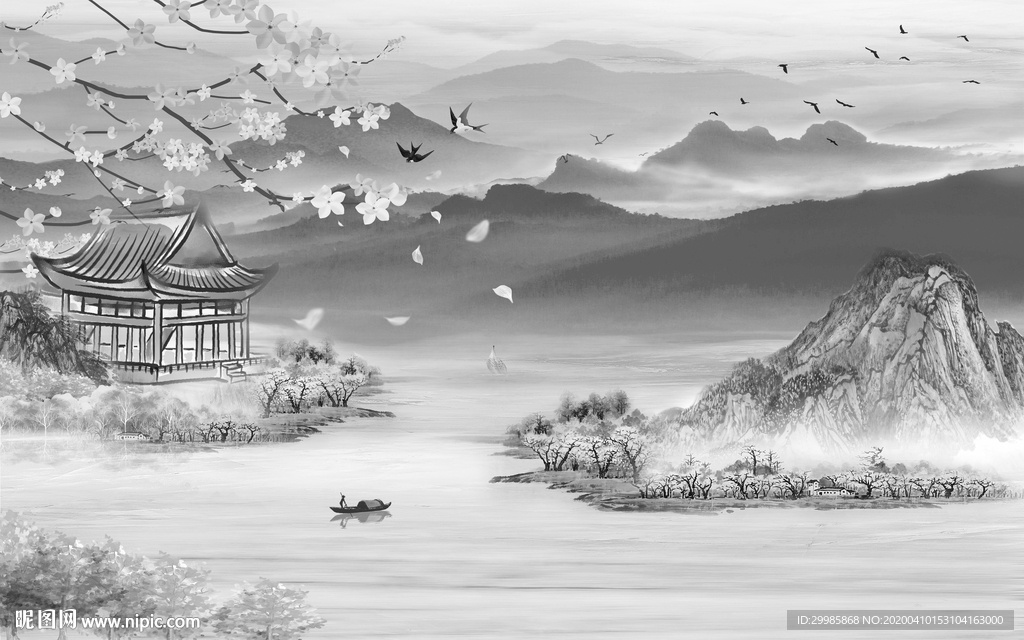 别墅最新山水画 tif分层