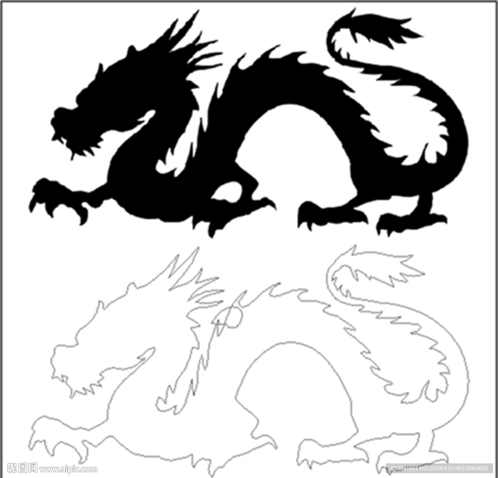 龙适量带路径素材