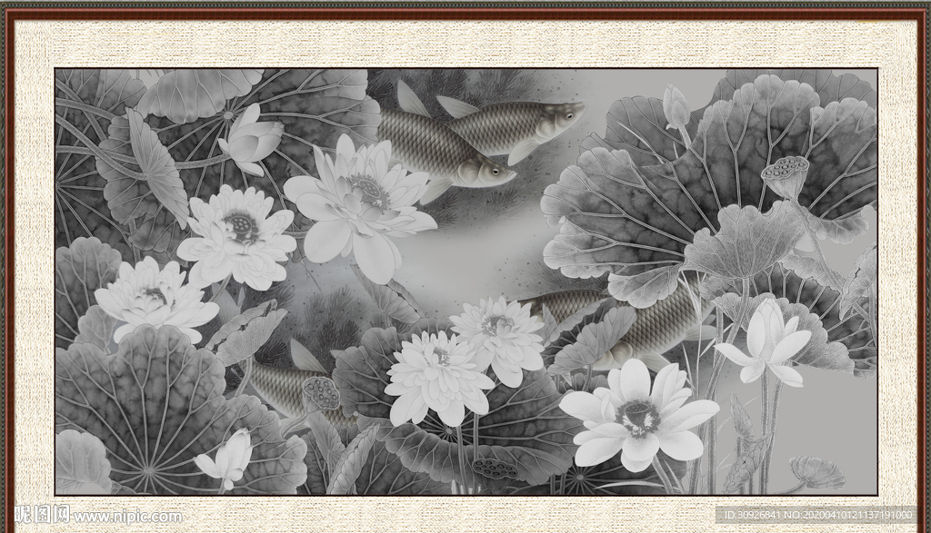 荷花水墨画