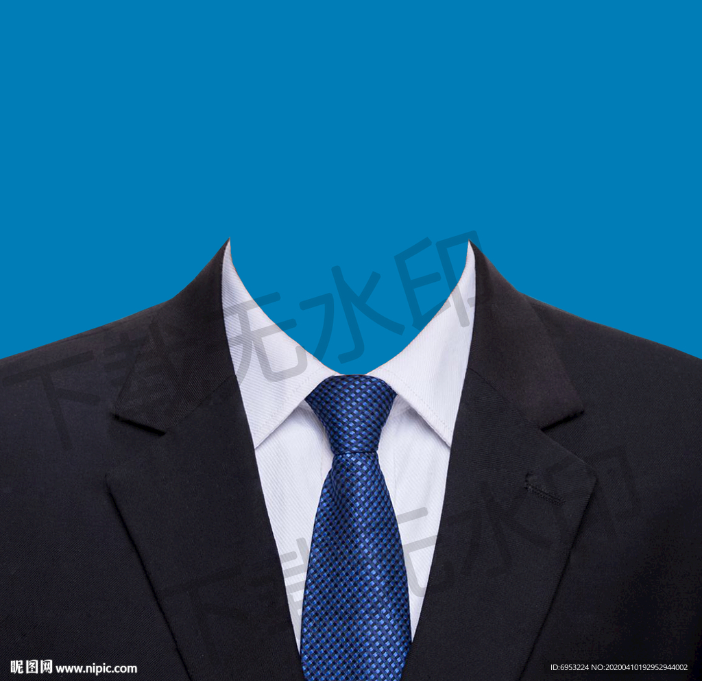 蓝色西装证件照衣服