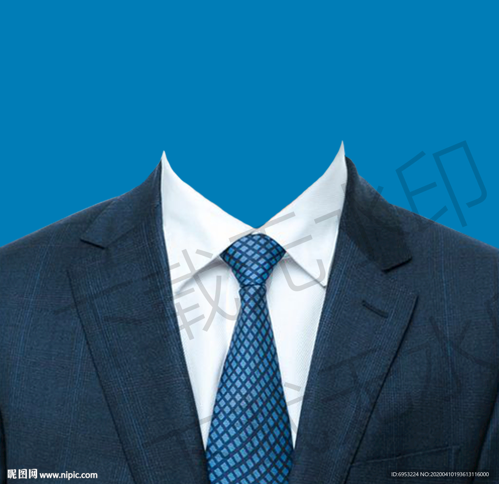 蓝色领带西装素材