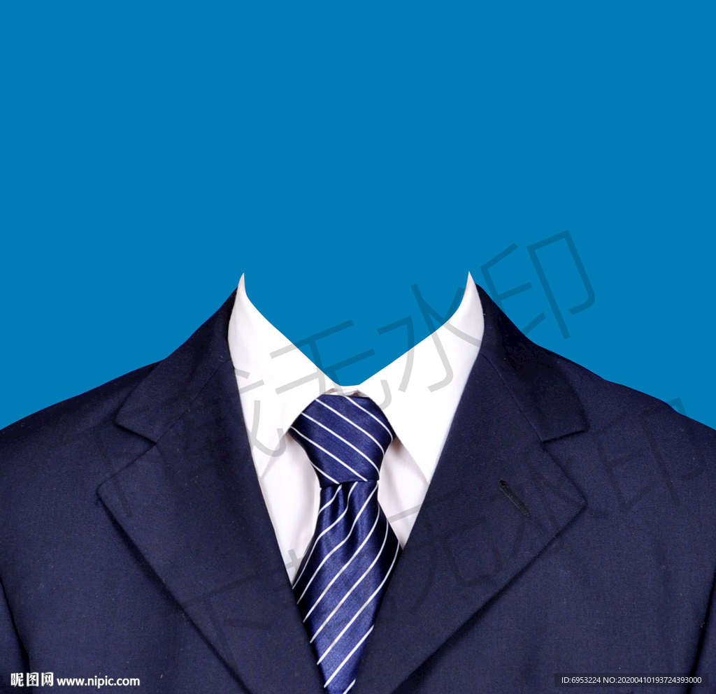 蓝色条纹西装模板