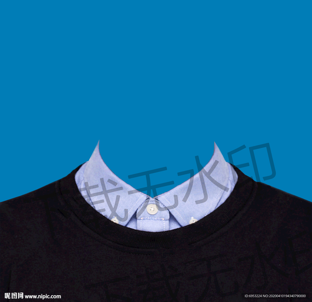 黑色衬衫证件照衣服模板