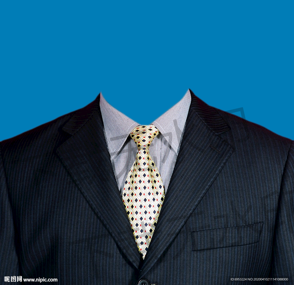 白色领带西装模板