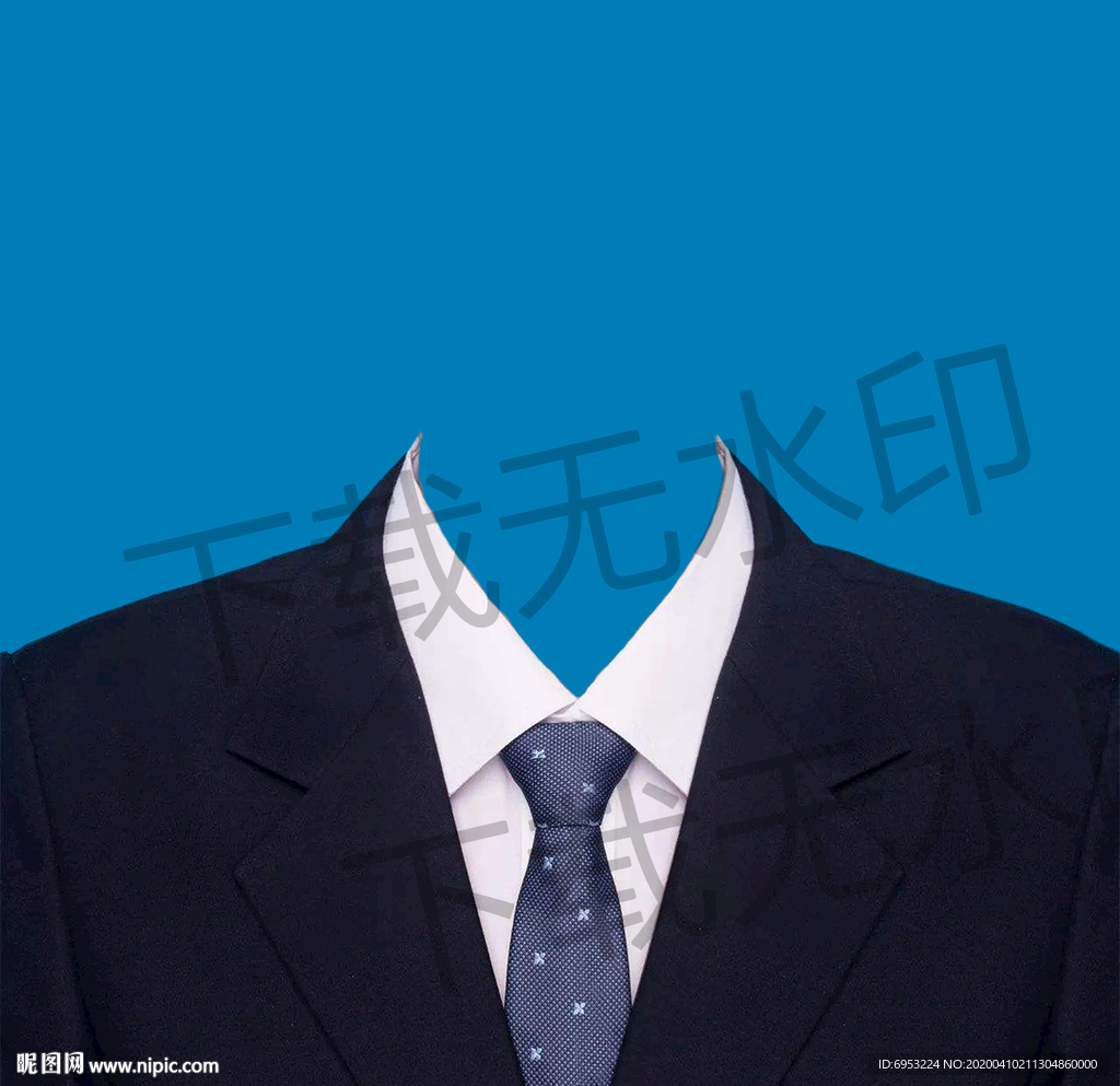 蓝色领带西装模板