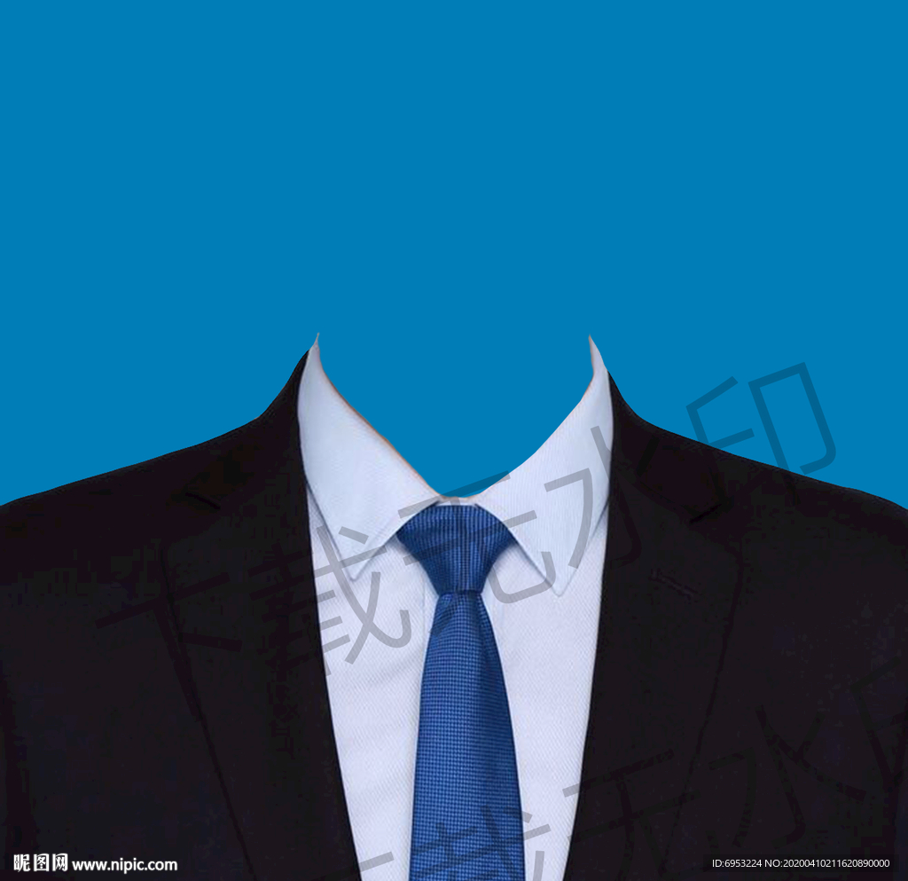 蓝色领带西装模板