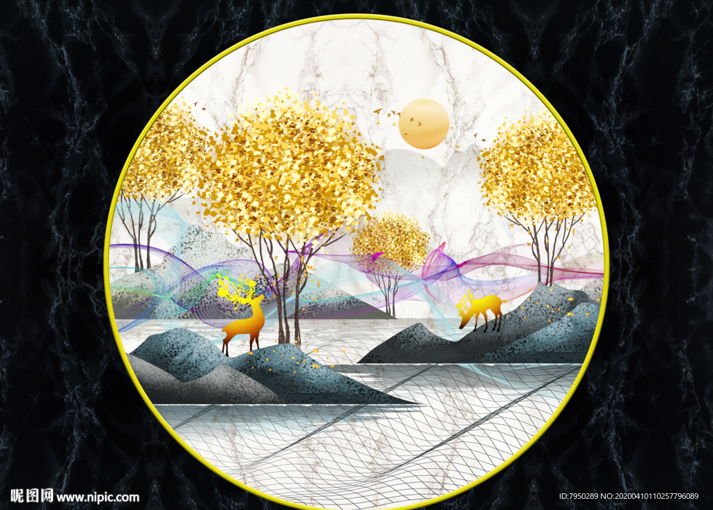 新中式圆形装饰画