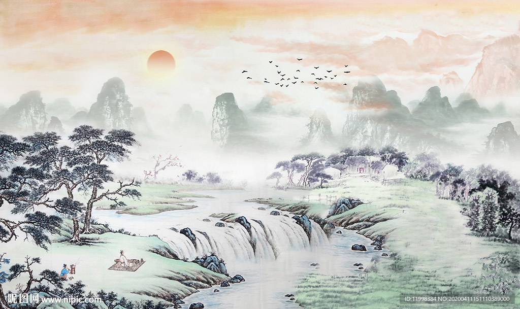 水墨山水背景墙