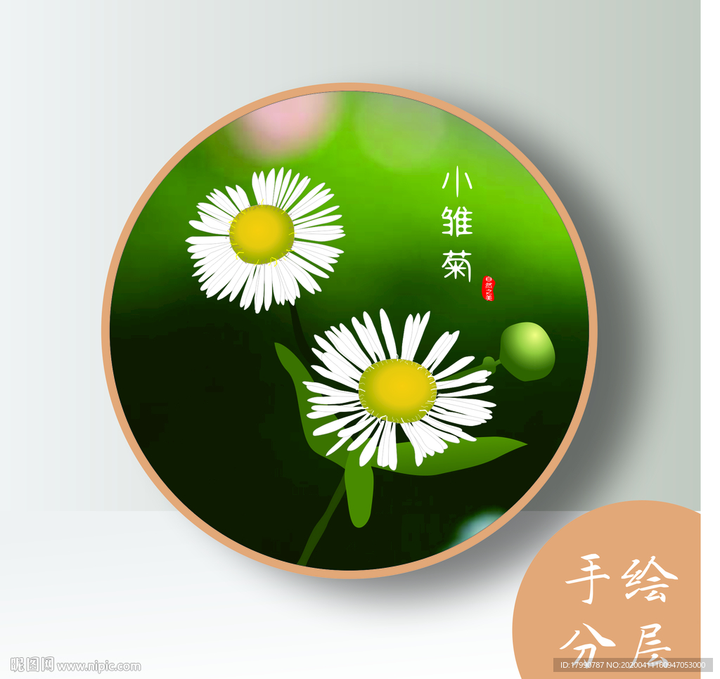 分层手绘小雏菊矢量图