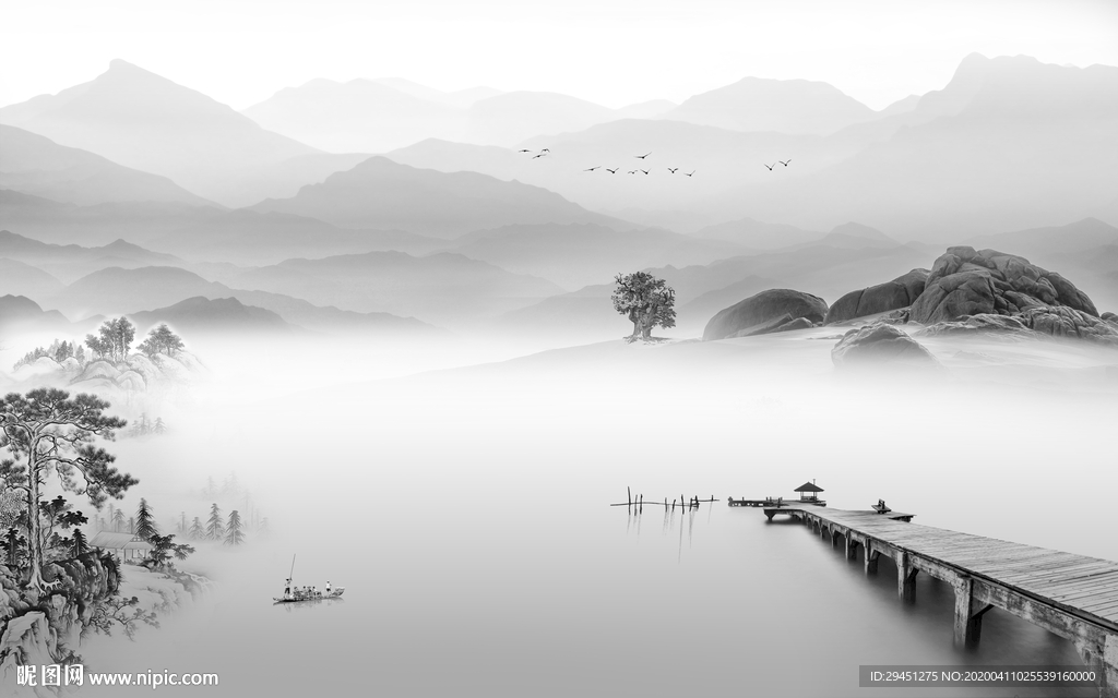 高档 高端山水画 tif分层