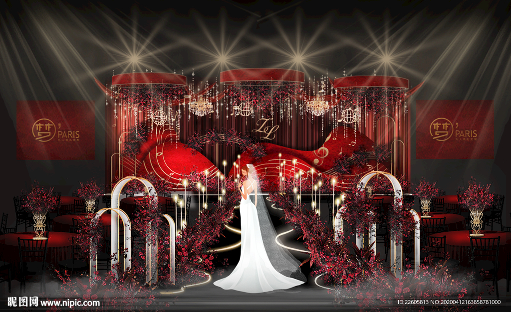 红金色音乐主题婚礼设计