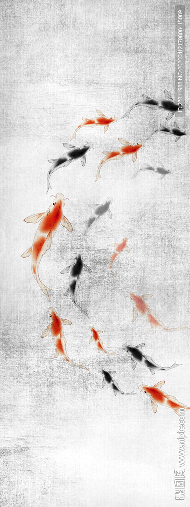 鲤鱼水墨装饰画