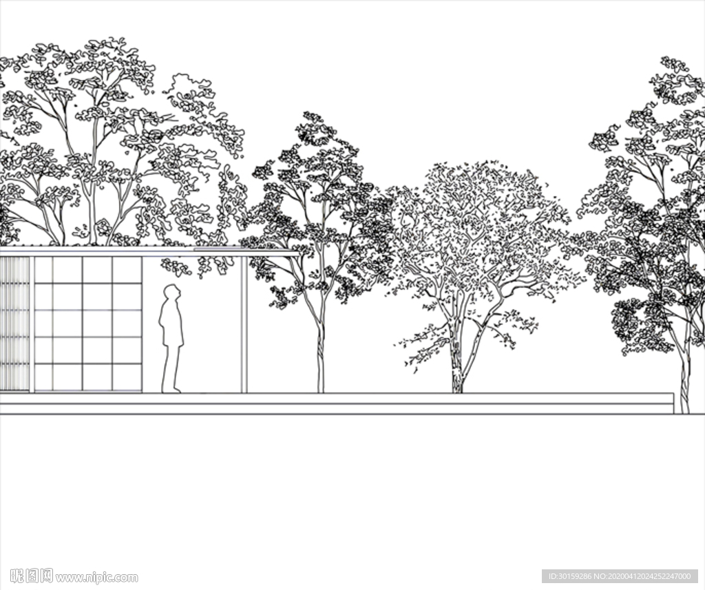 手绘线描建筑背景素材