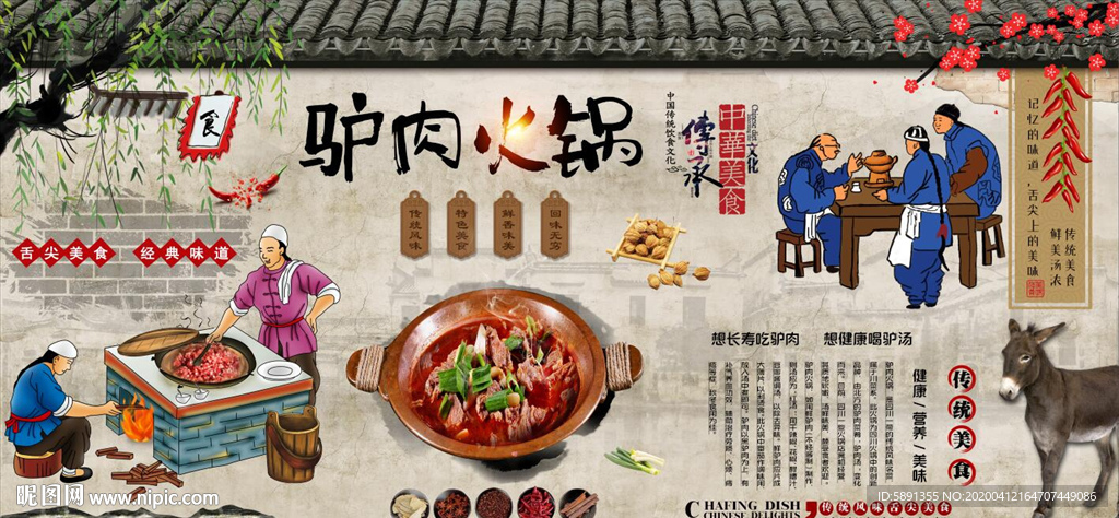 驴肉火锅背景墙