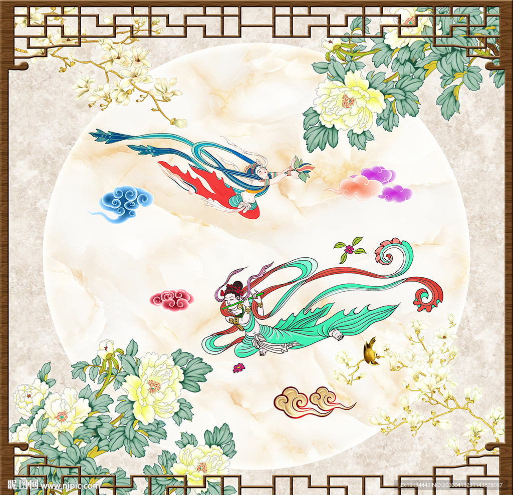 敦煌飞天新中式天顶壁画