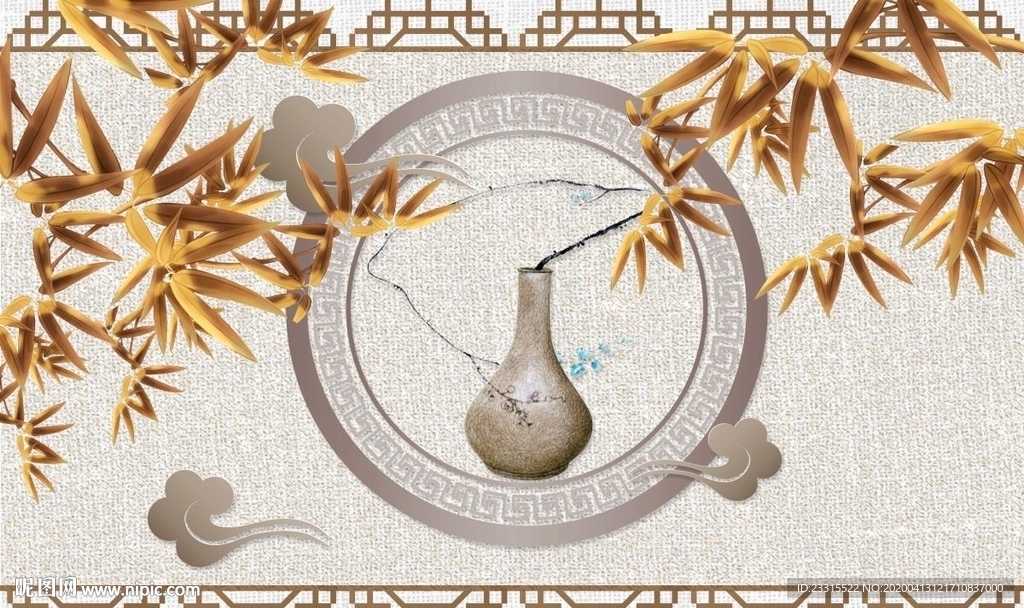 新中式客厅竹子背景墙