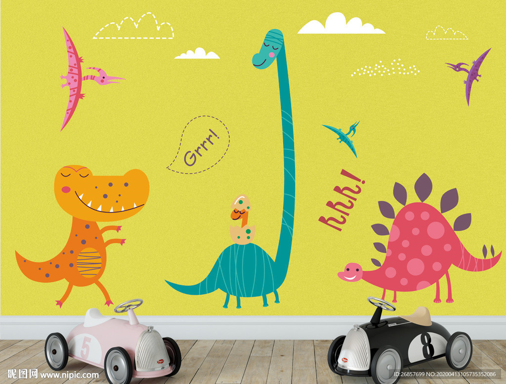 恐龙儿童背景墙