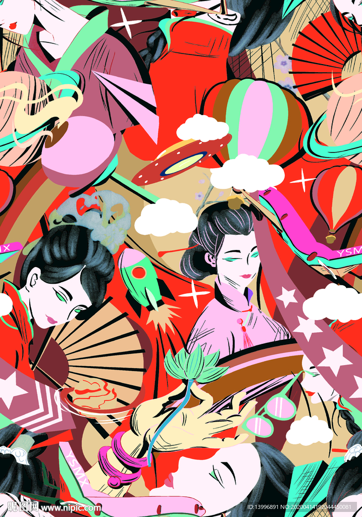 日本和服花