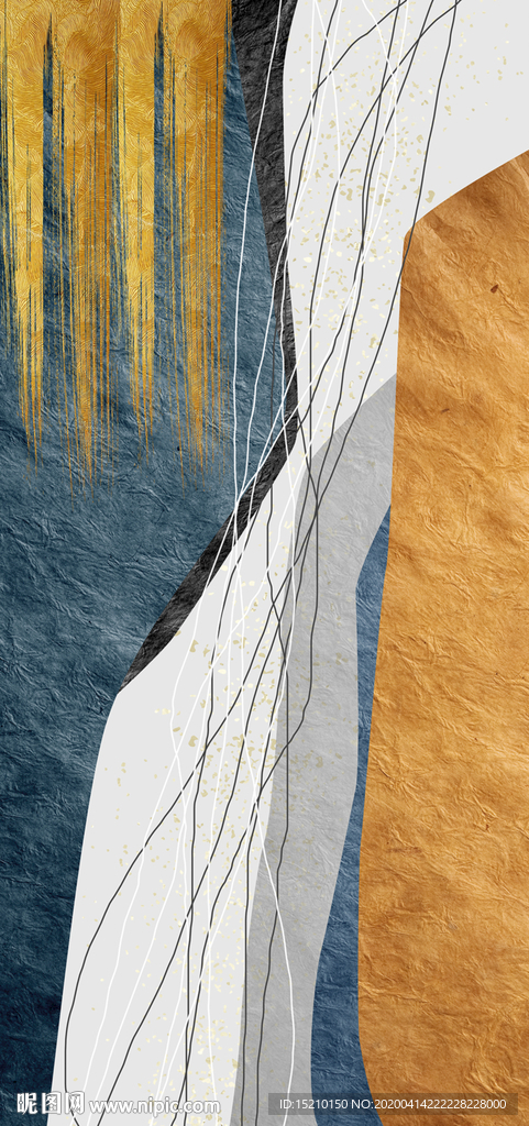 金色线条玄关背景墙