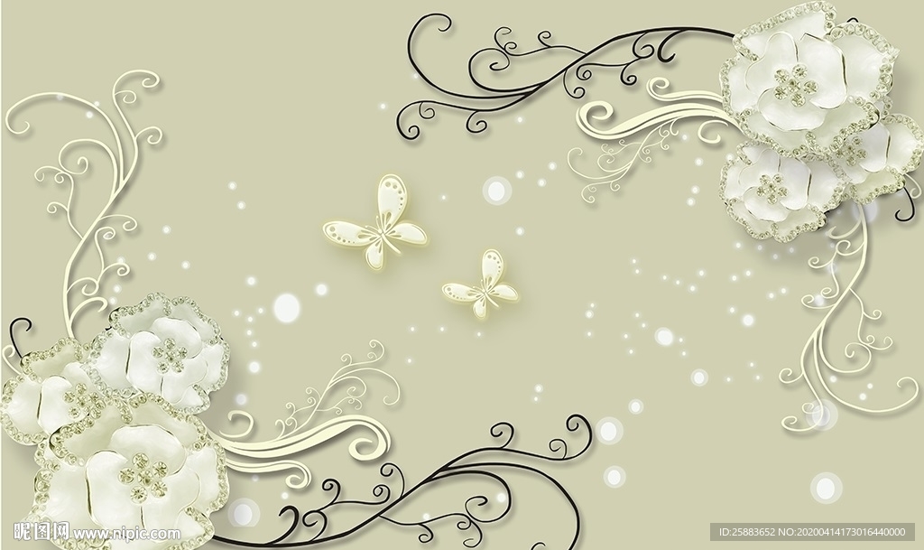 蝶恋花电视背景墙