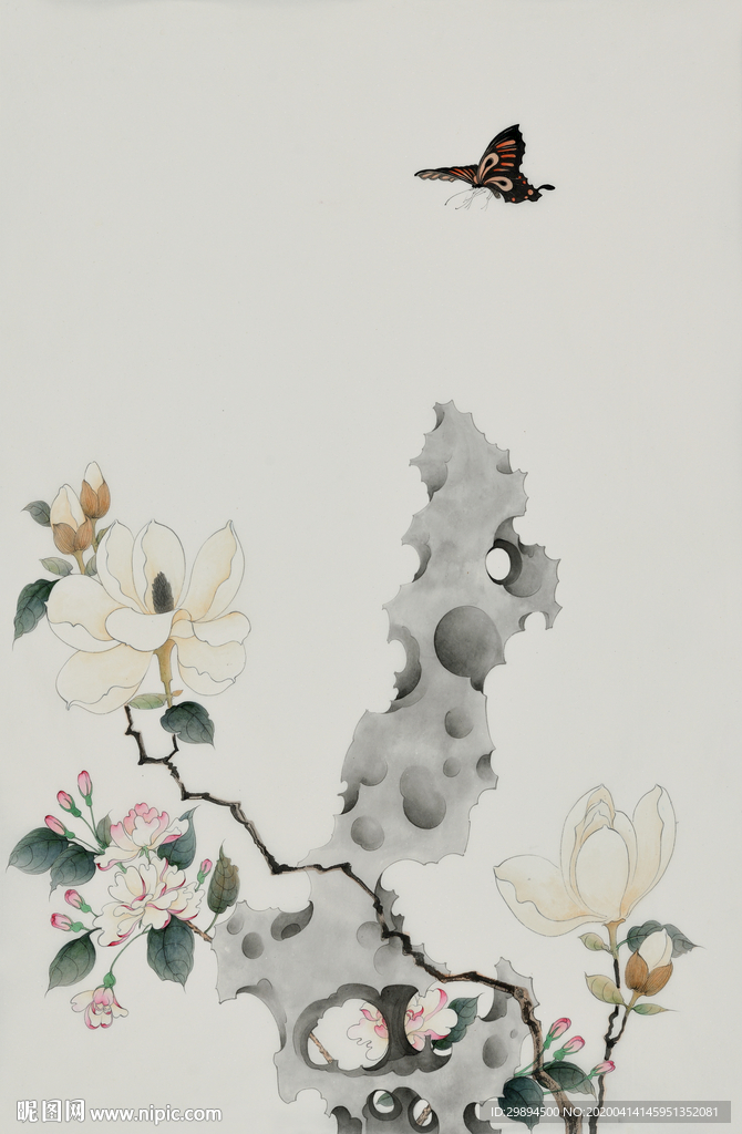 古典花鸟假山中式装饰画