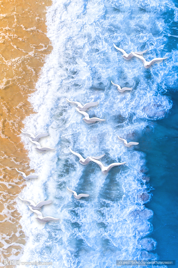 抽象大海海浪沙滩海景油画装饰画