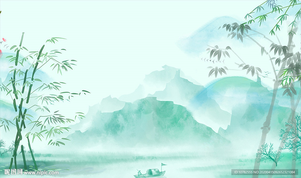 烟雨江南背景墙