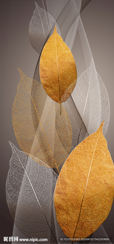 金色树叶玄关背景墙