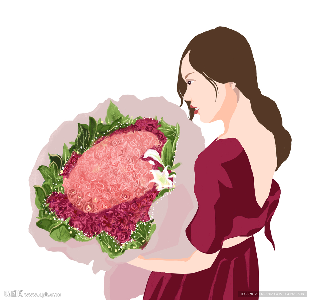 玫瑰花插花女孩