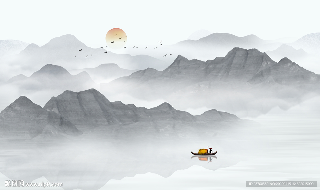 意境水墨山水画