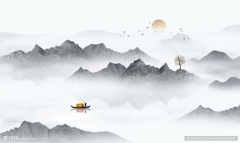 意境水墨山水画