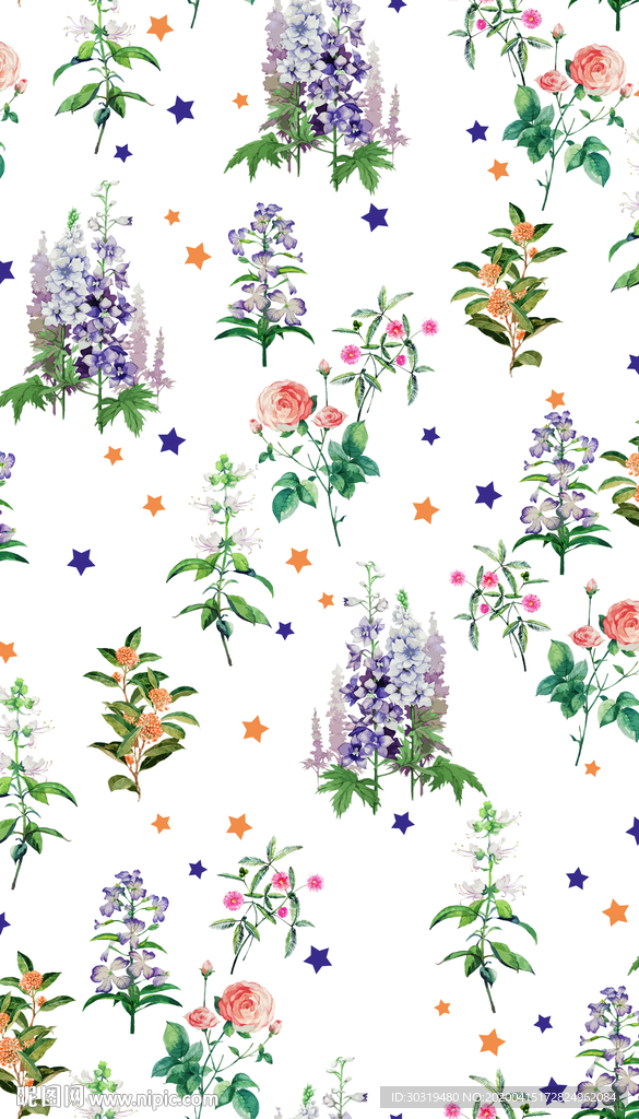 小碎花 手绘花  数码印花 服