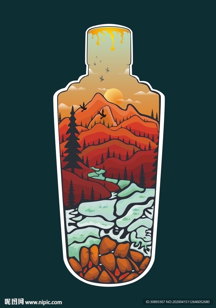 酒瓶插画