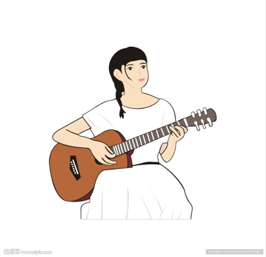 弹吉它的女孩CDR矢量图