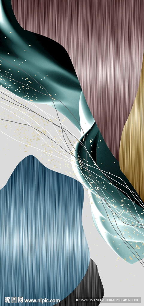 蓝色丝绸玄关背景墙