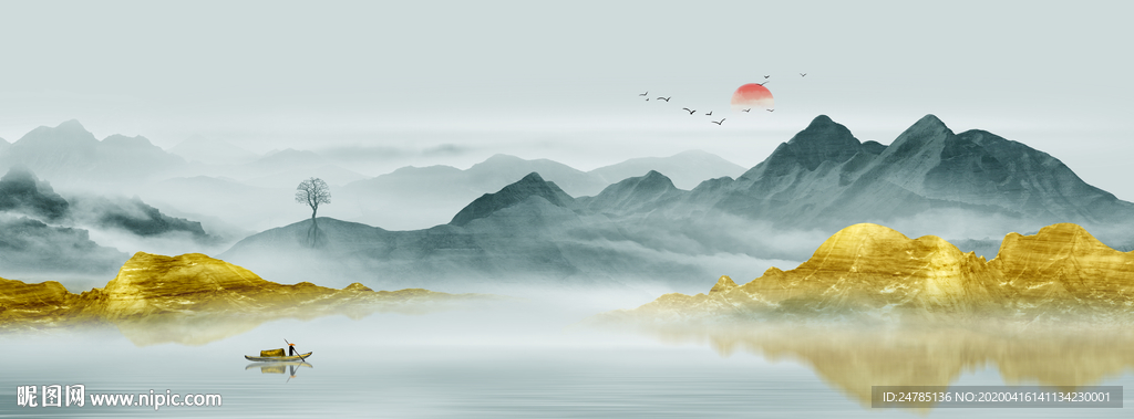 巨幅水墨山水画