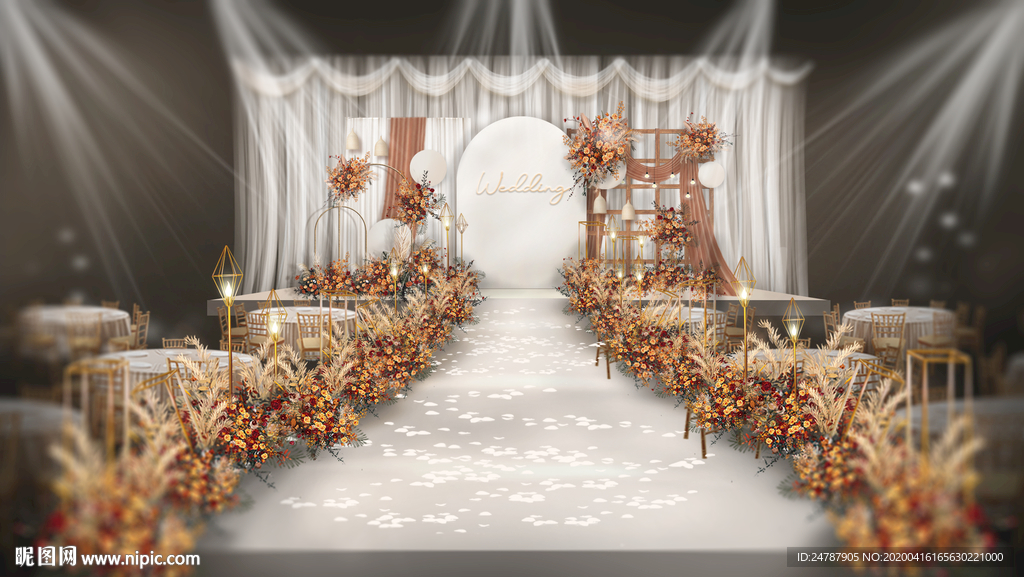 秋色香槟色婚礼效果图