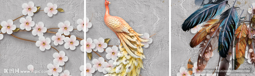 简约孔雀装饰画