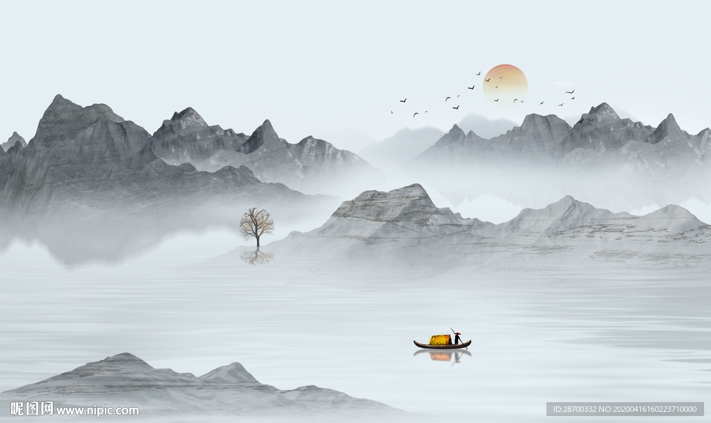 意境水墨山水画