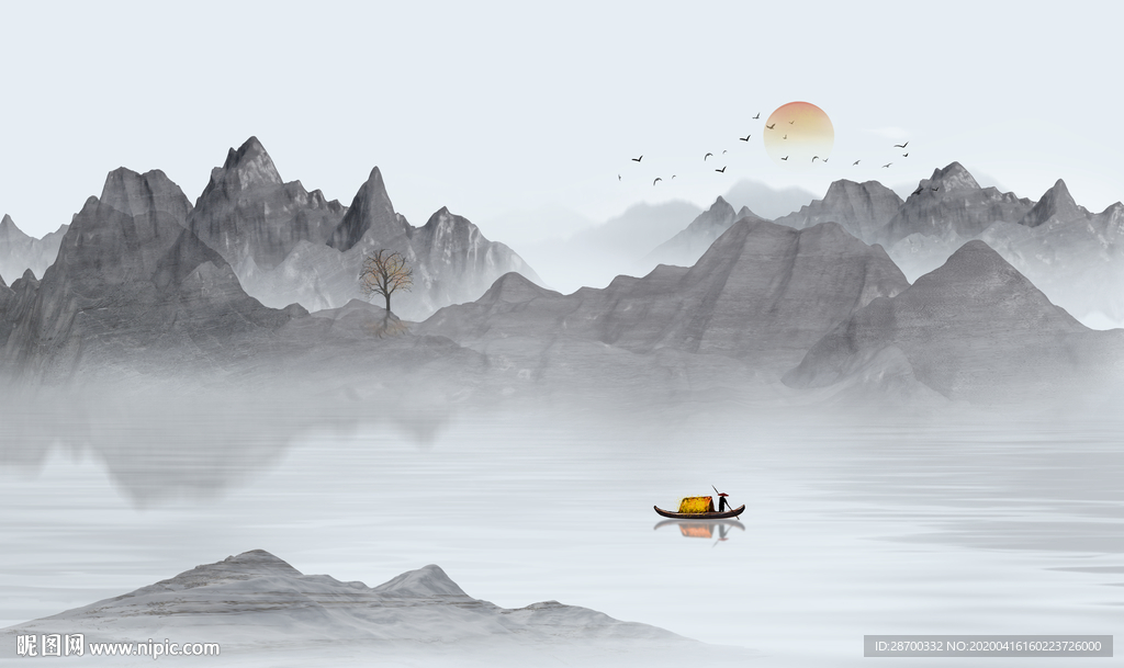 意境水墨山水画