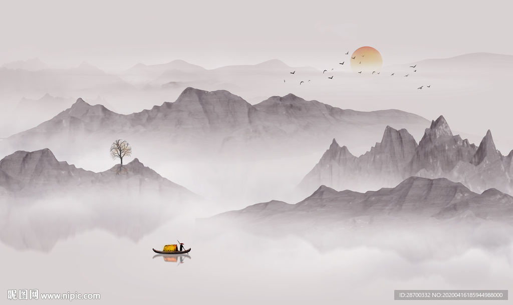 意境水墨山水画