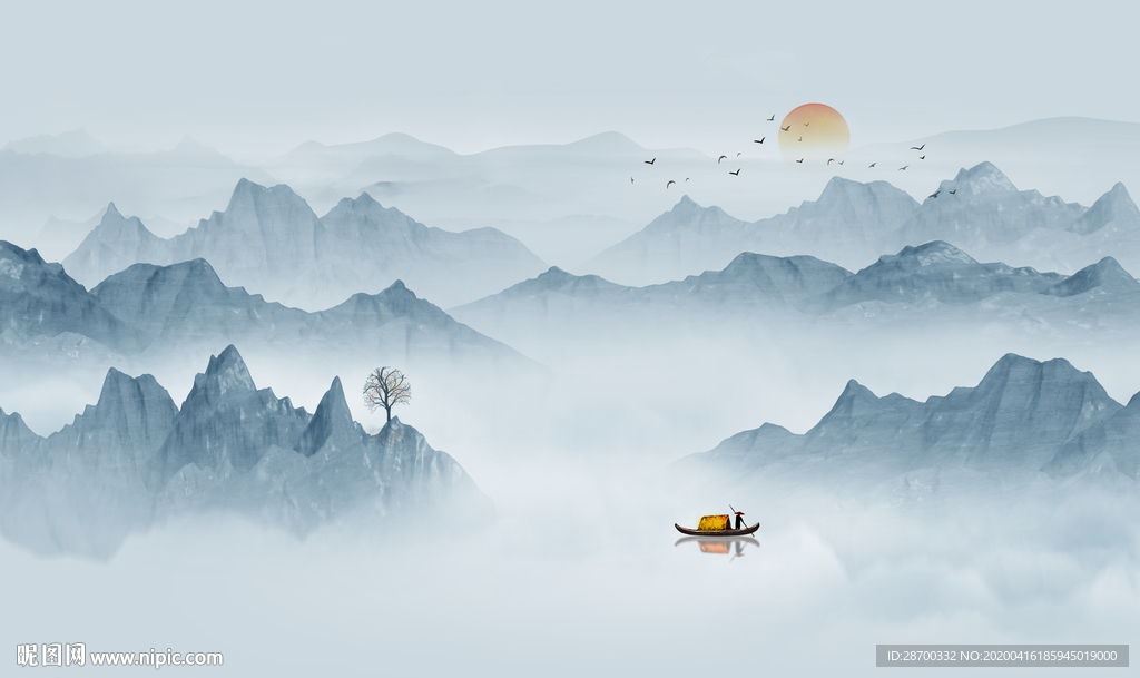 中式山水背景墙