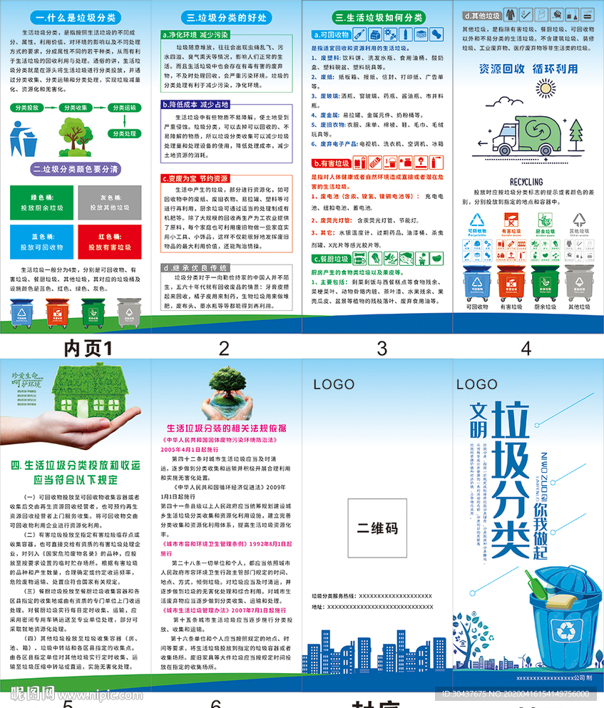 可编辑 垃圾分类宣传四折页