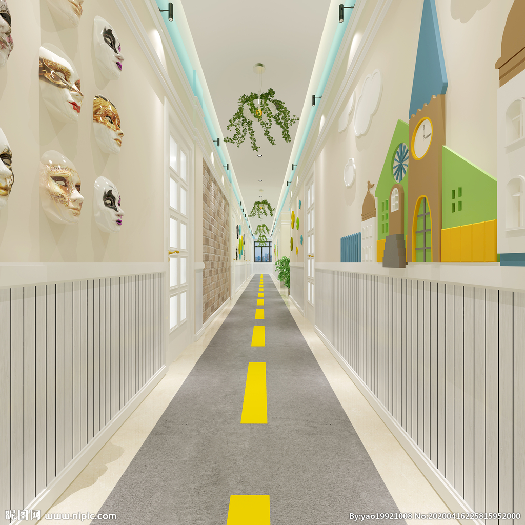 幼儿园走廊|三维|建筑/空间|桔子HL - 原创作品 - 站酷 (ZCOOL)